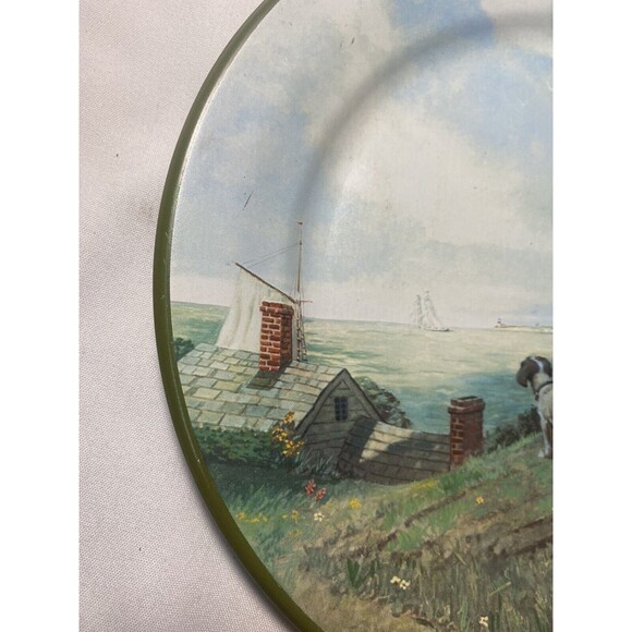 Vtg Norman Rockwell "Looking Out to Sea" Benedictine Toleware Tin Litho Plate - Picture 11 of 11